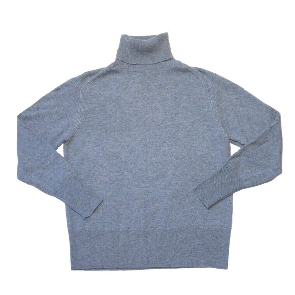 NWT J.Crew Cashmere Fold-over Turtleneck in Heather Coast Blue Sweater S - Picture 1 of 4